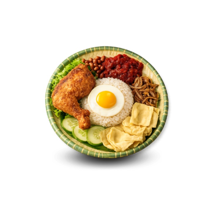 Foto menu Nasi Lemak with Fried Chicken Whole Leg